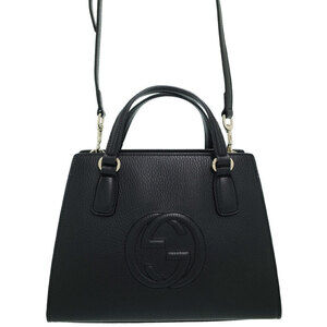 Gucci Soho grained leather top handle bag 2way tote shoulder bag